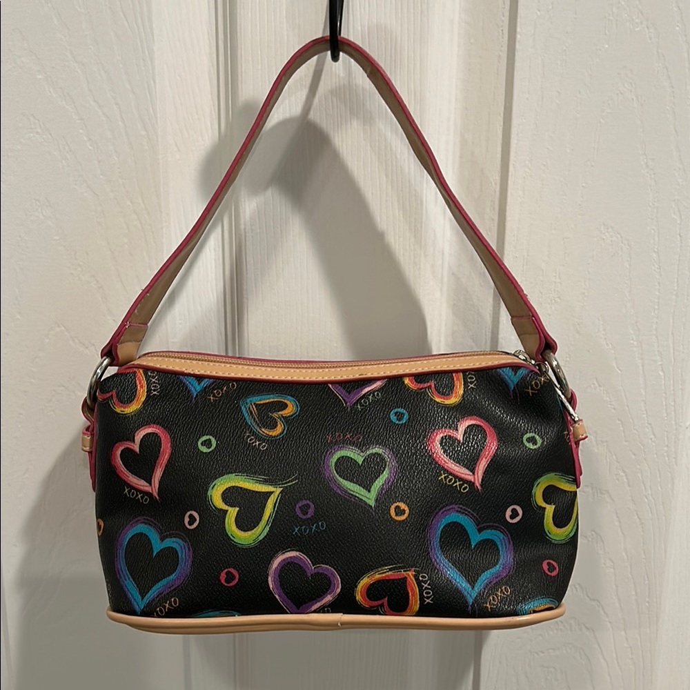 XOXO Black and Red Shoulder Bag with Playful Heart Design